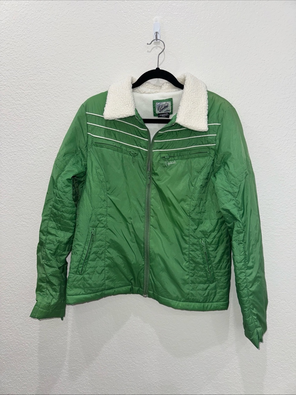 VTG Ezekiel Women’s Sherpa Fleece Jacket Green Full Zip Coat Large Surf Skate